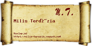 Milis Terézia névjegykártya